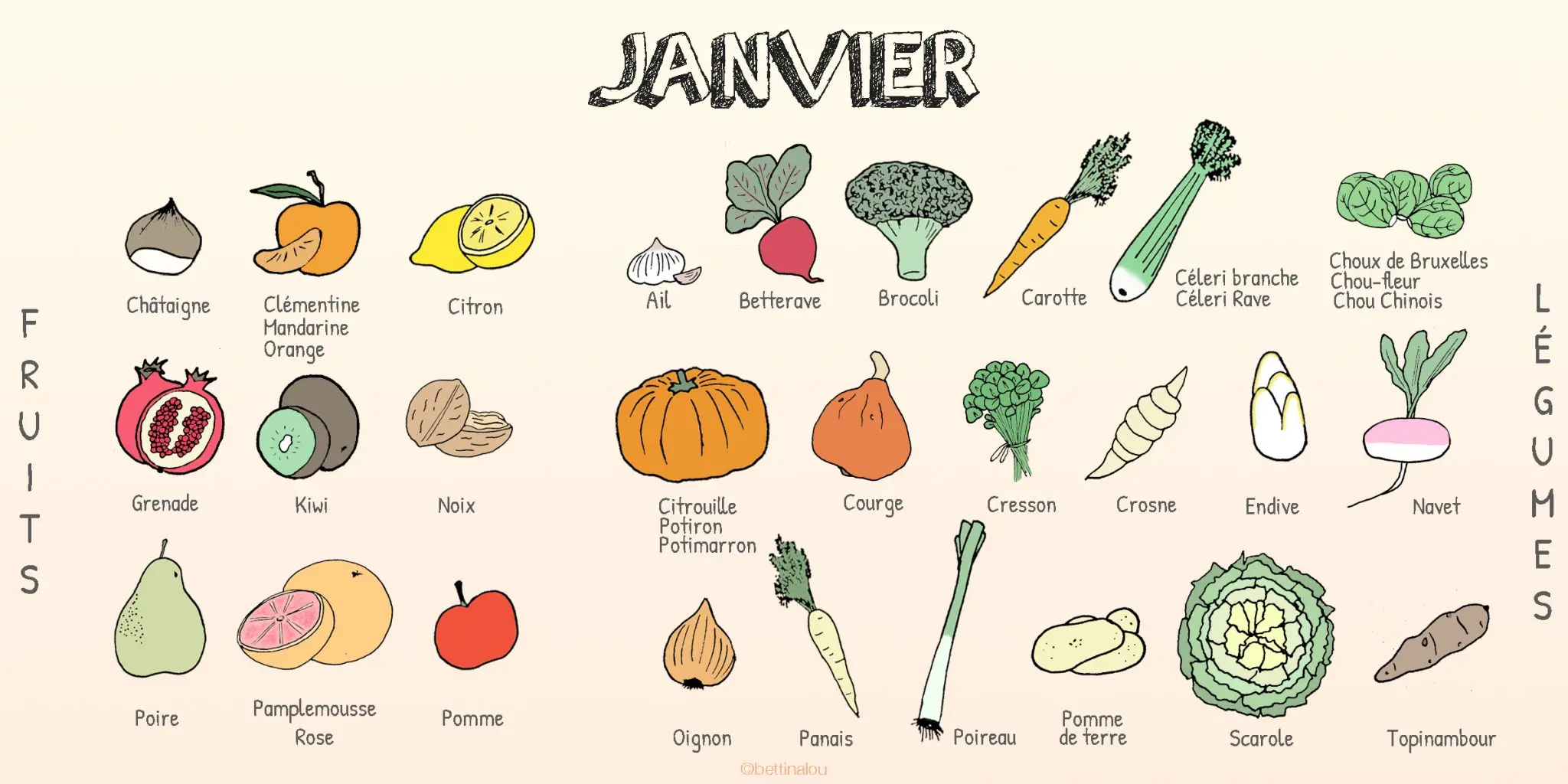 Les fruits et légumes de janvier