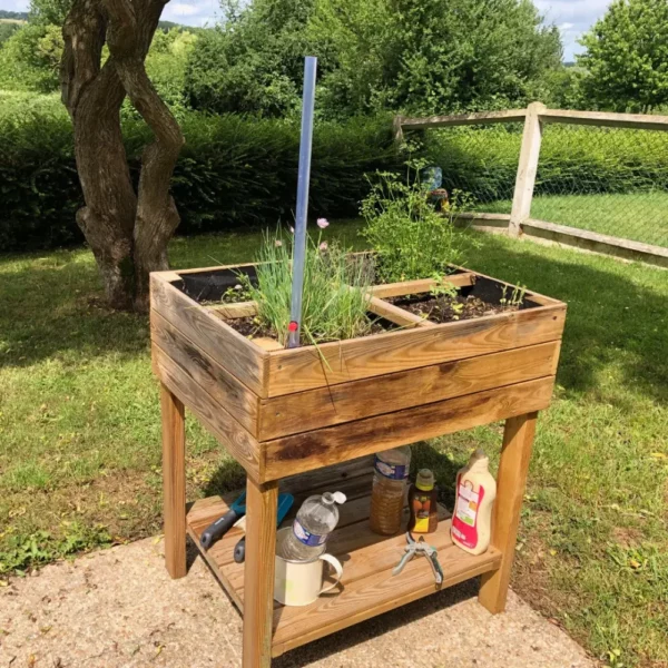 Le tuteur goutteur dans un carré potager