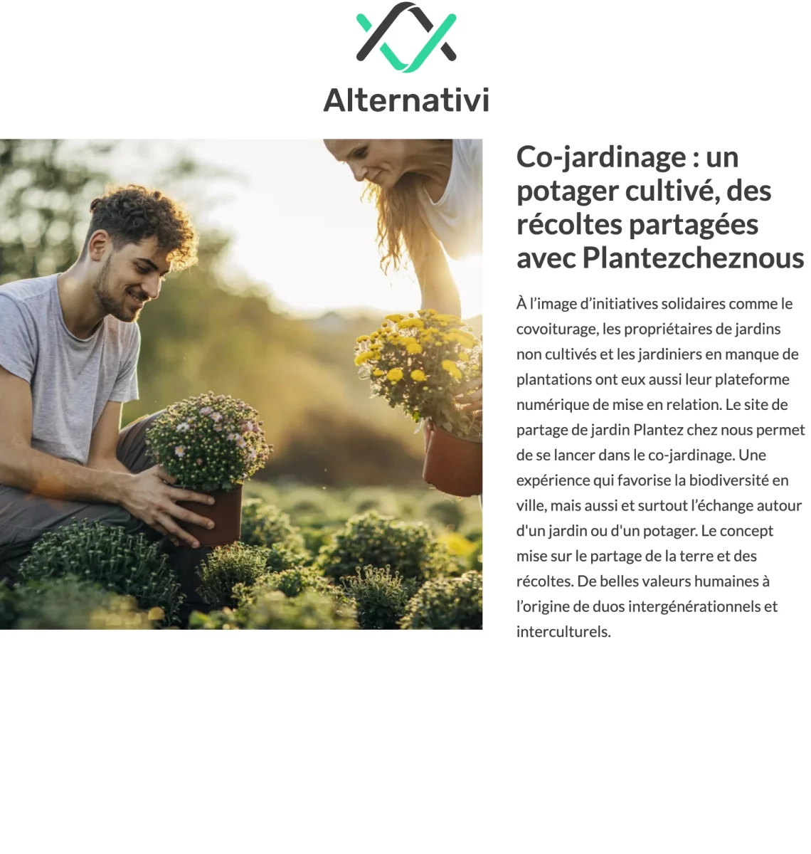 Plantez Chez Nous présenté sur Alternativi