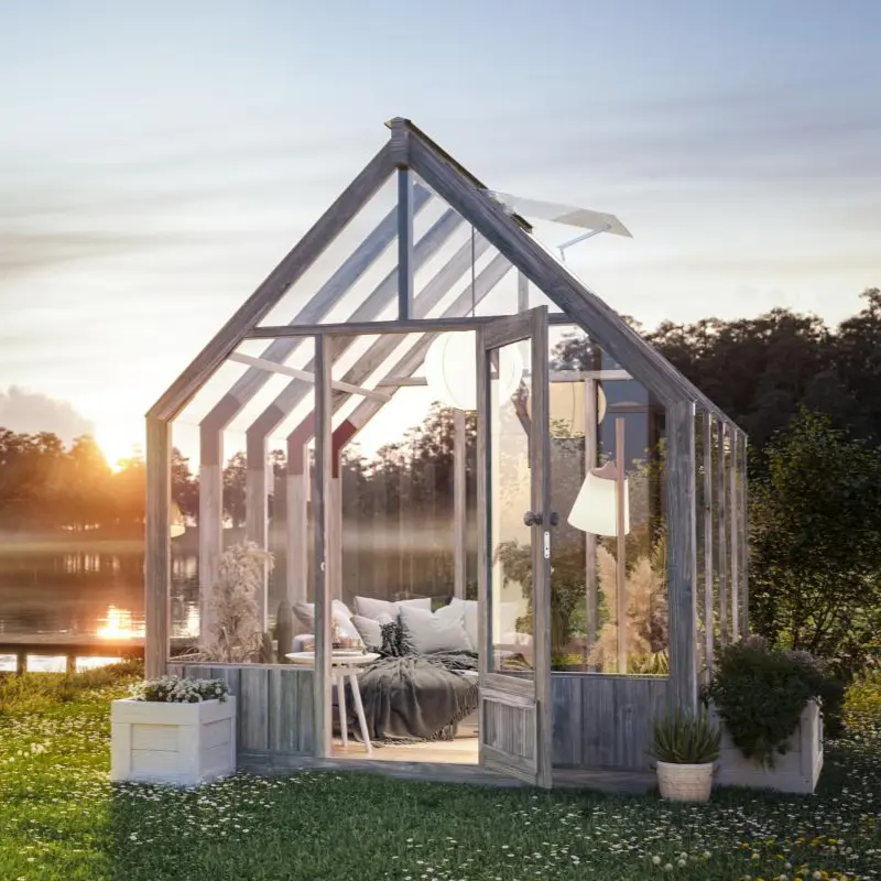 Serre de jardin en bois et verre trempé